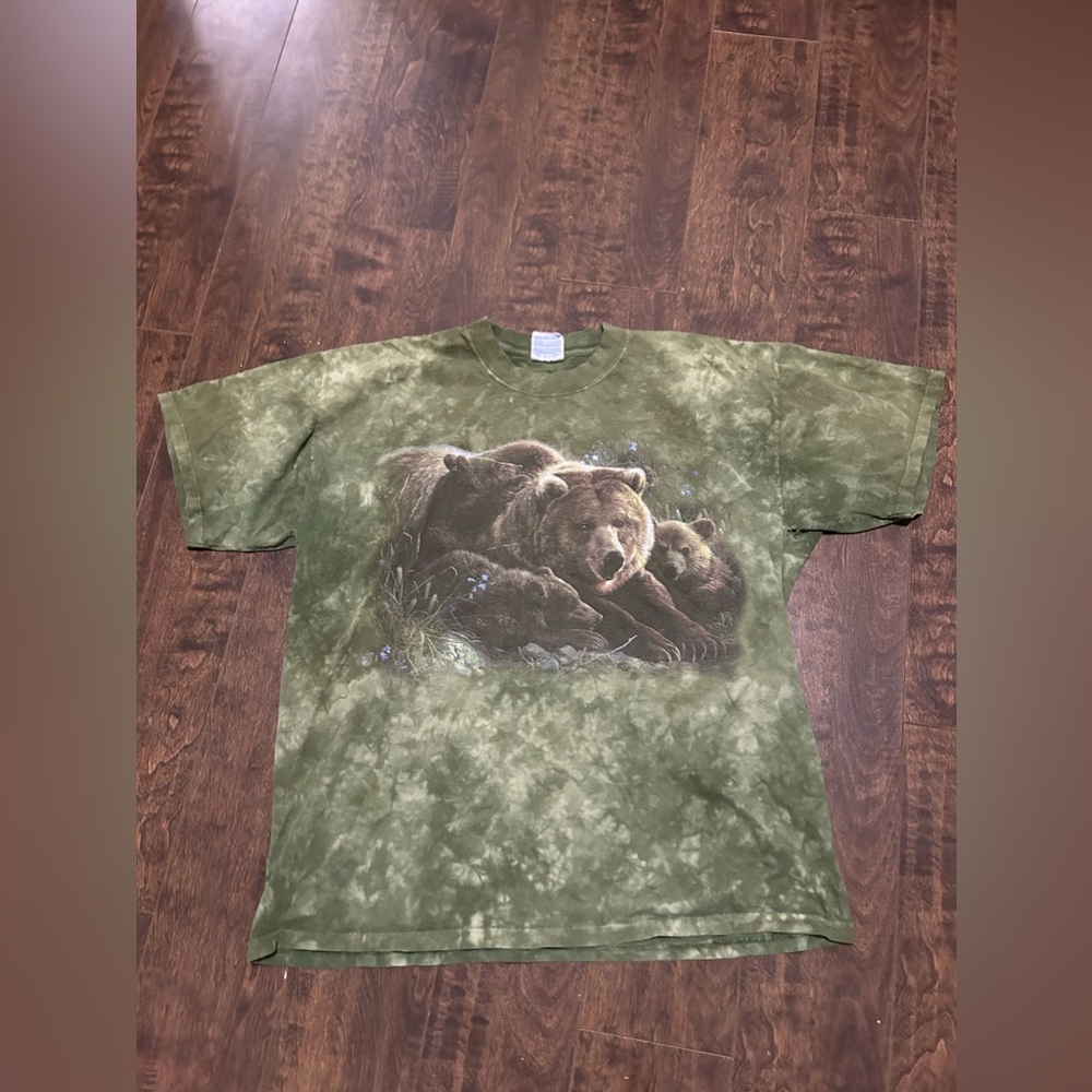 Y2K Bear Nature Print XL Pond Dyed Tee